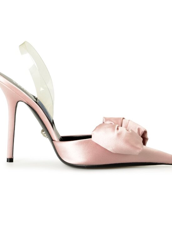 Versace Women's Dusty Rose & Silver Color Medusa Heeled Sandals Shoes US 6 IT 36 - Picture 4 of 8